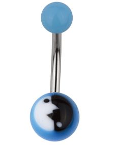 Moderne Yin Yang Navlepiercing i Blå/Sort/Hvid