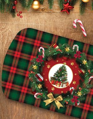 Serveringsfat i Hardplast med Juletre og Andre Julemotiver 39x24 cm