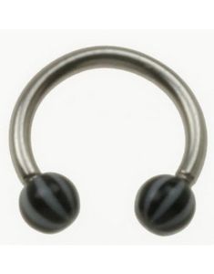 Rund Øjenbrynspiercing med Sorte og Hvide Kugler - 1.2 x 8 mm