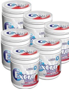 6 stk Store Extra White Strawberry Tyggegummi Bokse - Hel Kasse 504g