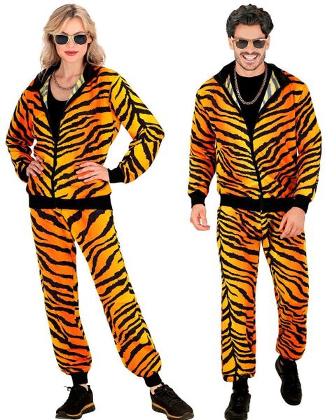 80-talls UV Glow Grilldress med Tigermotiv til Voksen