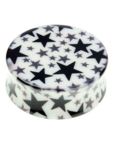 Gennemsigtig Piercing Plug med Sorte Stjerner