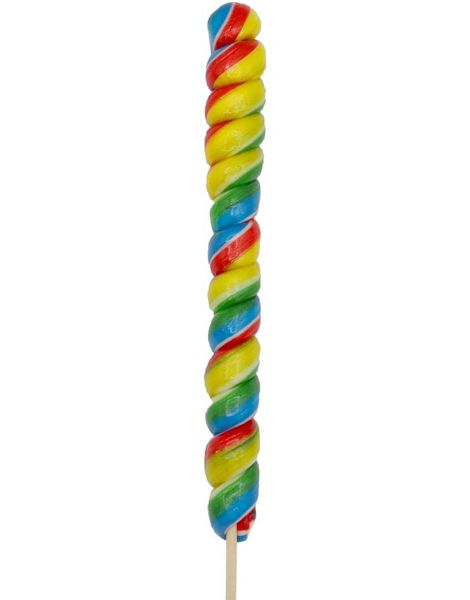 Candy Realms Giant Rainbow Twist Pop - Regnbuefarget Lang Spiralformet Kjærlighet på Pinne 125 gram