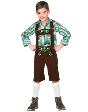 Grønt og Brunt Oktoberfestkostume til Dreng