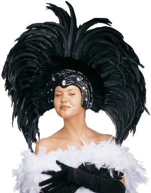 Brazilian Diva - Hovedpynt med Sorte Fjer og Pailletter