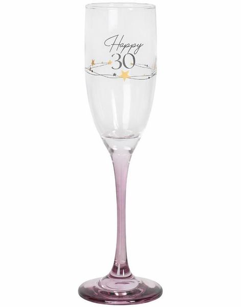 Happy 30 - Champagneglass med Rosa Stett