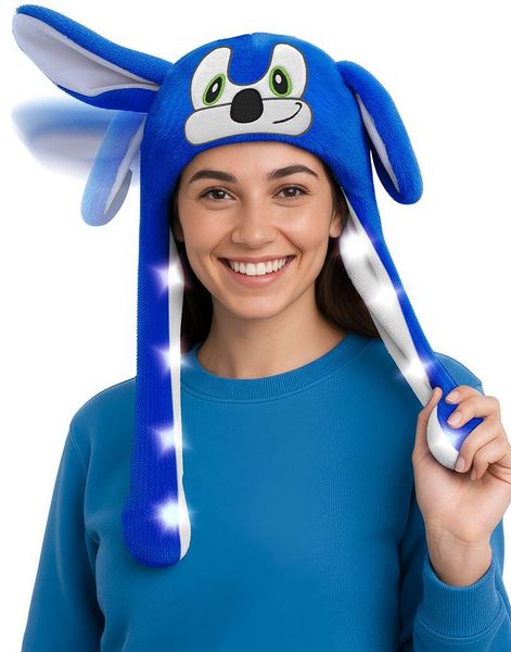 Sonic Inspirert Lue med Bevegelige Ører og Lys