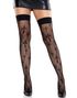 Netting Lårstrømper med Korsmønster – Svart