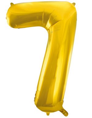 Tallet 7 - Guldfarvet JUMBO Folieballon 86 cm