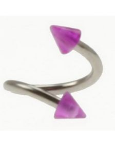 Curve Øjenbrynspiercing med Lilla Pigge - 1.2 x 8 mm