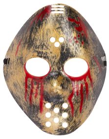 Blodig Metallisk Gullfarget Hockeymaske