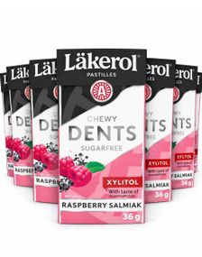 1795910400_624 stk Läkerol Dents Raspberry Salmiak / Sukkerfri Pastiller med Hindbær- og Salmiaksmag - Hel æske 864 gram