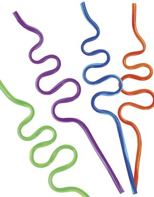 12 stk. Genanvendelige Swirly Straws - Bølgede Sugerør