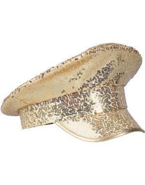 Guldfarvet Kaptajnhat Med Pailletter