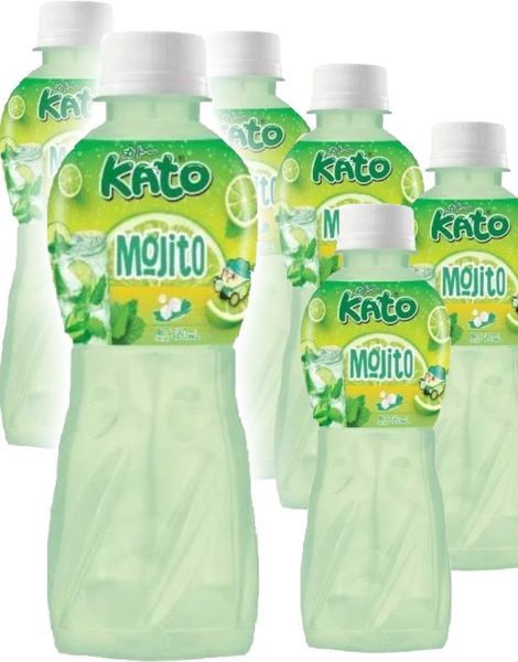 6 stk Kato Fruit Juice Nata De Coco Mojito - Juice med Mojitosmag og Kokosgeléstykker - Hel Pakke 6x320 ml (Thailand)