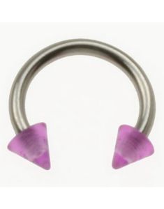 Rund Øjenbrynspiercing med Lilla Spike Kugler - 1.2 x 8 mm