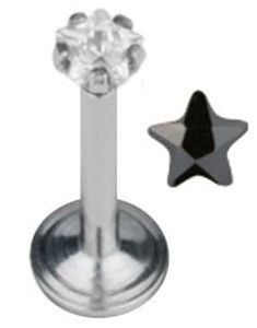 Labret Piercing med Stjerneformet Sort Sten