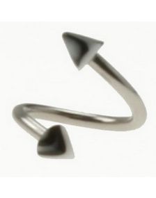 Curve Øjenbrynspiercing med Hvide og Sorte Pigge - 1.2 x 8 mm