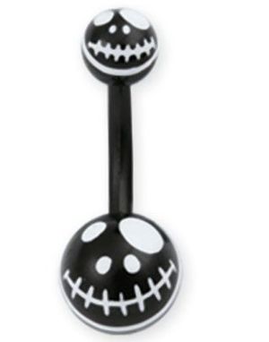 Jack Skellington Head Navlepiercing i Sort og Hvid