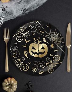 6 stk. Papptallerkener Spooky Pumpkin - 23 cm