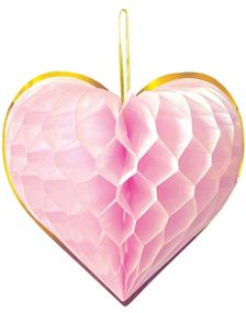 4 stk Flerfarvede Hængende Honeycomb Hjerter 15,5 cm