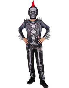 Punker Skelet Kostume Til Børn Med Maske