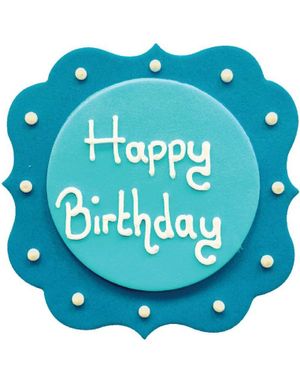 1 stk Blå "Happy Birthday" Kakeskilt Sugarcraft Toppers - Håndlaget Spiselig Kakepynt