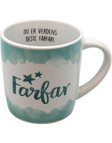 Verdens Beste Farfar - Hvidt og Turkis Krus med Tekst