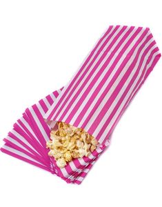 500 stk. Stribede Pink Retro Godteposer i Papir 25x11 cm - Hel Æske