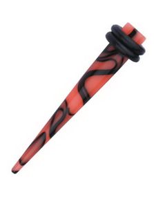 Spike Expander - Orange og Sort Akryl Piercing
