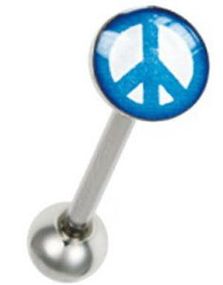 Peace in White & Blue - Tungepiercing