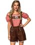 Brunt Lederhosen Oktoberfestkostyme til Dame - M