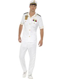 Hvidt Kaptajn Kostume til Herre 3 Dele