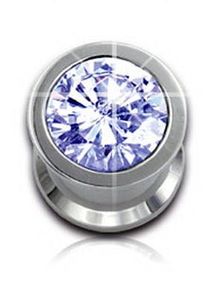 Piercing Plug med Indrammet Lys Lilla Sten