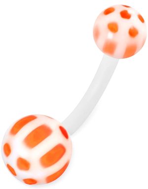 Hvid og Orange Navlepiercing i Bioplast