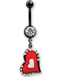 New Love Navlepiercing med Sten - Rød