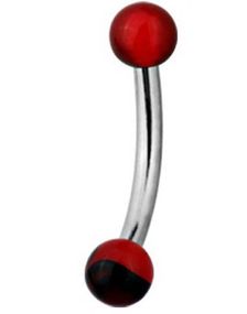 Magic Red and Black Stone - 1.2 x 8 mm Øjenbrynspiercing