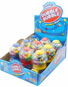 12 stk Dubble Bubble Mini Ball Machine - Liten Tyggegummi Dispenser 11 cm Assorterte Farger - Hel Eske
