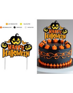 Græskar "Happy Halloween" - Glitrende Kagetop