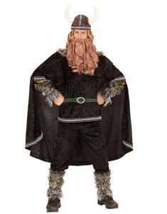 Sort Komplet Vikingkostume med Hat