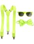 Kostumesæt - Neongule Briller, Bukseseler Og Sløjfe