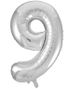 JUMBO Sølvfarvede Talballoner 0-9 - 86 cm