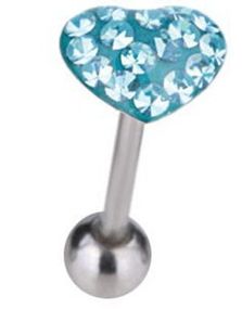 Tungepiercing med Hjerteformet Turkis Topkugle & Sten