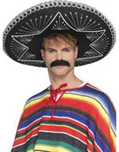 Delux Sort Day of the Dead / Mexicaner Sombrero 56 cm