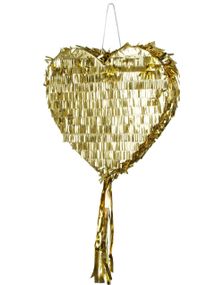 Gullfarget Hjerte Pull Piñata 37x36 cm