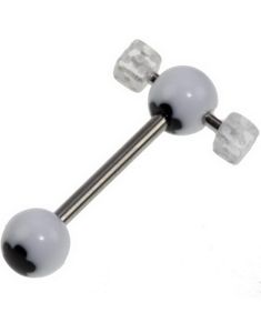 Elegant Tungepiercing med Blomst & Klare Terninger