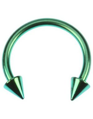 Rund Grøn Øjenbrynspiercing med Spike Kugler - 1,2 x 8 mm