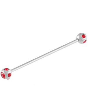 Industrial Barbel med Røde Sten - 1.6 x 38 mm