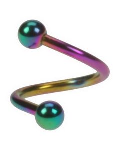 Twister - 1,2 x 8 mm Flerfarvet Øjenbrynspiercing