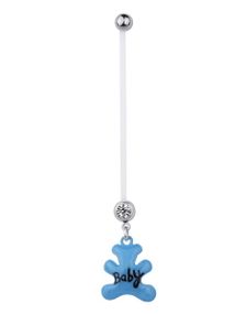 Navlepiercing For Gravide med Blå Teddybjørn